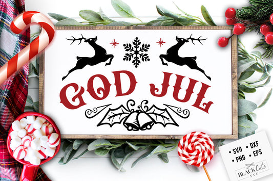 God Jul svg, Scandinavian Christmas svg, God Jul rustic sign svg, God Jul Christmas svg, Norwegian Christmas svg, Folk sign svg