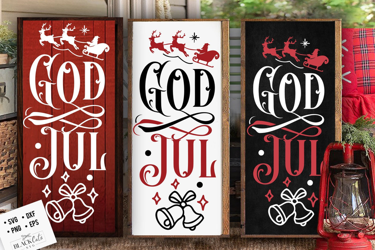 God Jul svg, God jul porch sign svg, Scandinavian Christmas svg, God Jul Santa vertical sign, Norwegian Christmas svg, Swedish Christmas svg