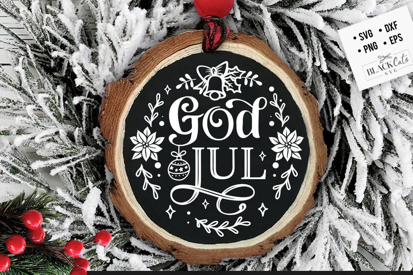 God Jul svg, Scandinavian Christmas svg, God Jul round ornament svg, God Jul Christmas svg, Swedish Christmas svg