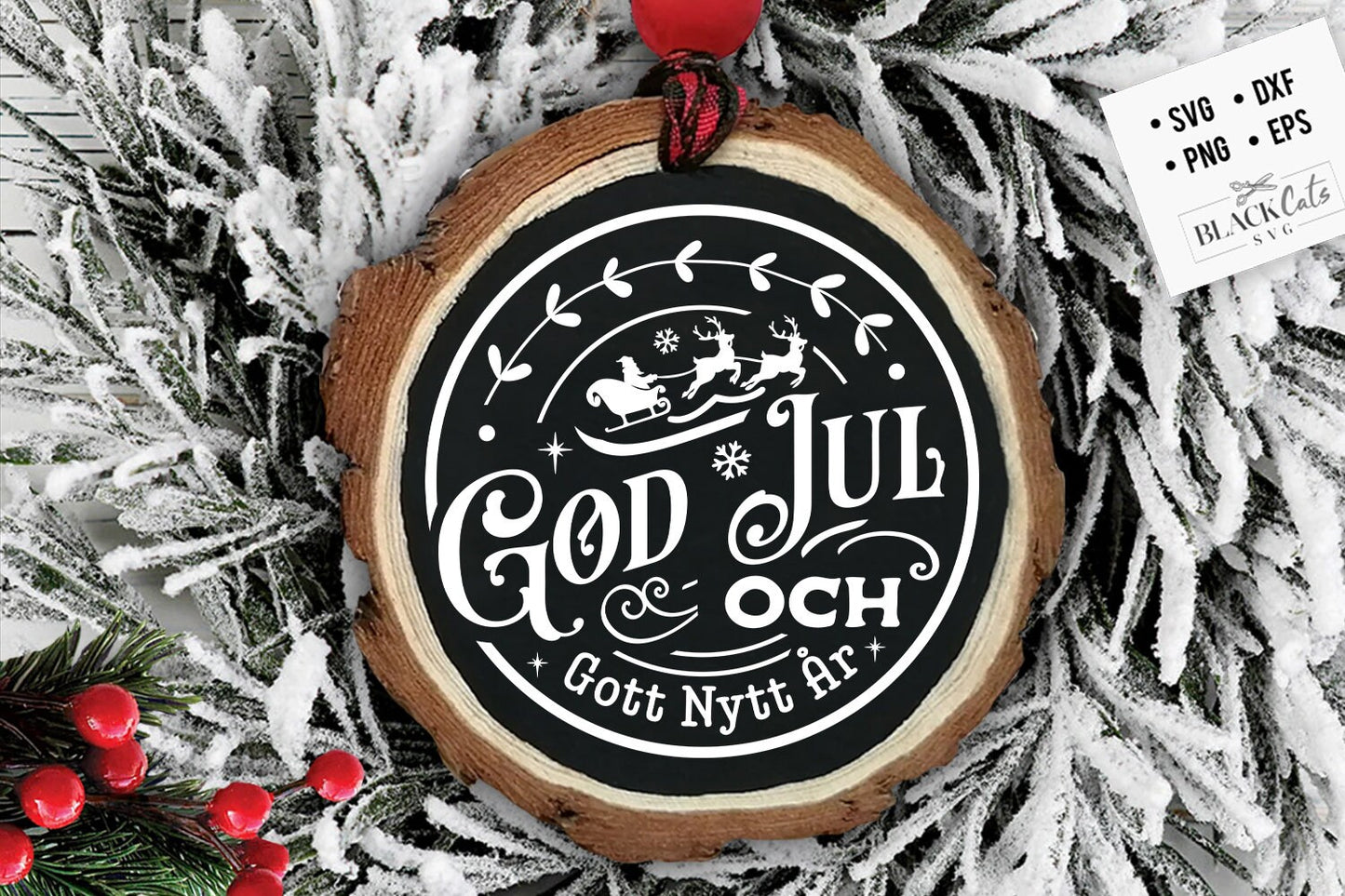 God Jul svg, Scandinavian Christmas svg, God Jul round ornament svg, God Jul Christmas svg, Norwegian Christmas svg, Round God Jul