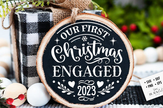 Engaged Christmas svg, First Christmas ornament svg, Our first Christmas svg, First Christmas round ornament svg, Mr and Mrs svg