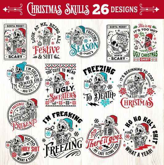 Christmas skulls bundle SVG, Christmas skeleton svg, Funny Christmas svg, Christmas bundle svg