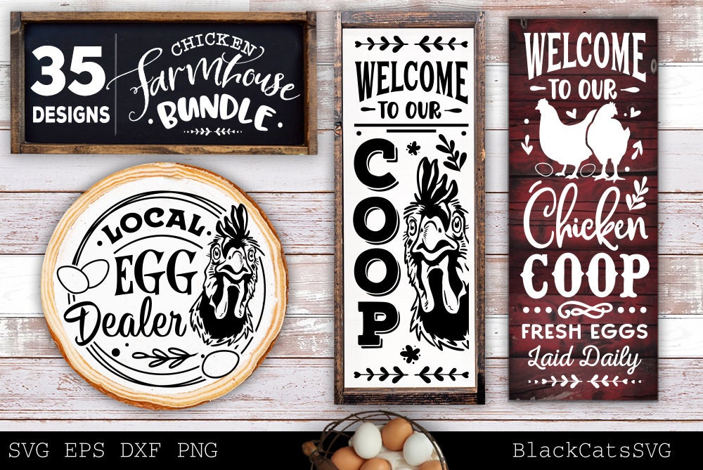 Chicken farmhouse svg bundle, Funny Chicken bundle svg, Farmhouse Chicken svg, Welcome to coop svg, Farm fresh eggs svg, Coop rustic sign