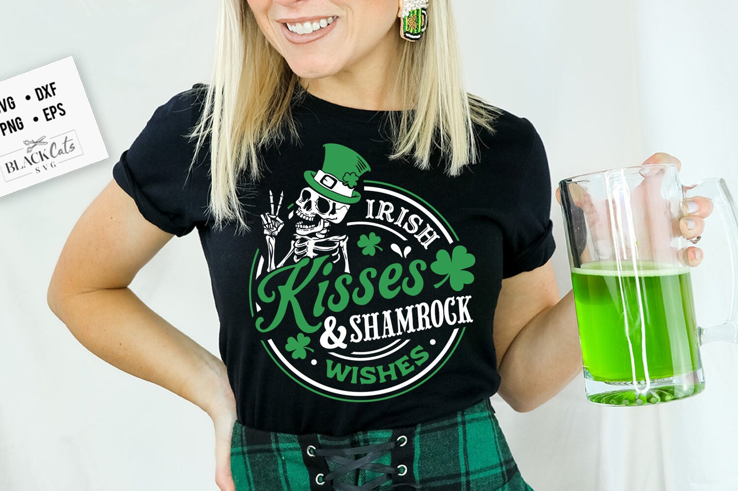 Irish kisses and shamrock wishes SVG, Happy St Patrick's Day svg, St Paddy's SVG, St Patricks Day SVG, Skull Patrick svg, St Patrick's Day