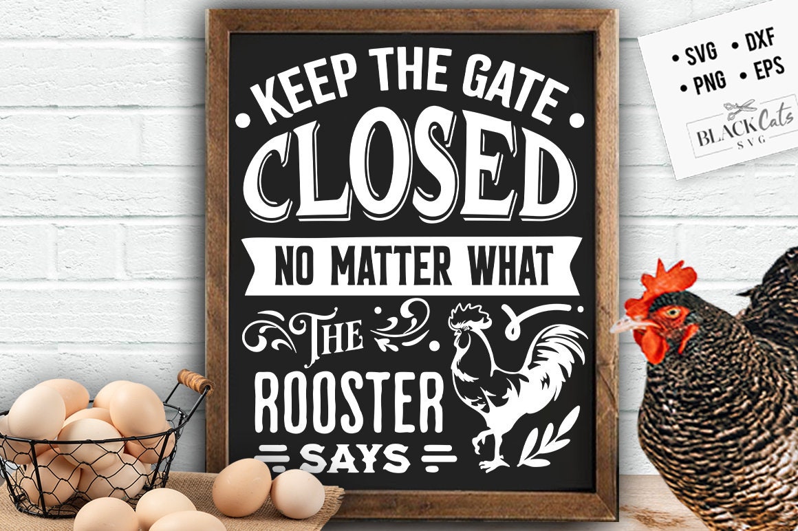 Keep the gate closed no matter what the rooster says svg, Chicken svg, Funny chickens svg, Farmhouse chicken svg, Sarcastic chicken svg