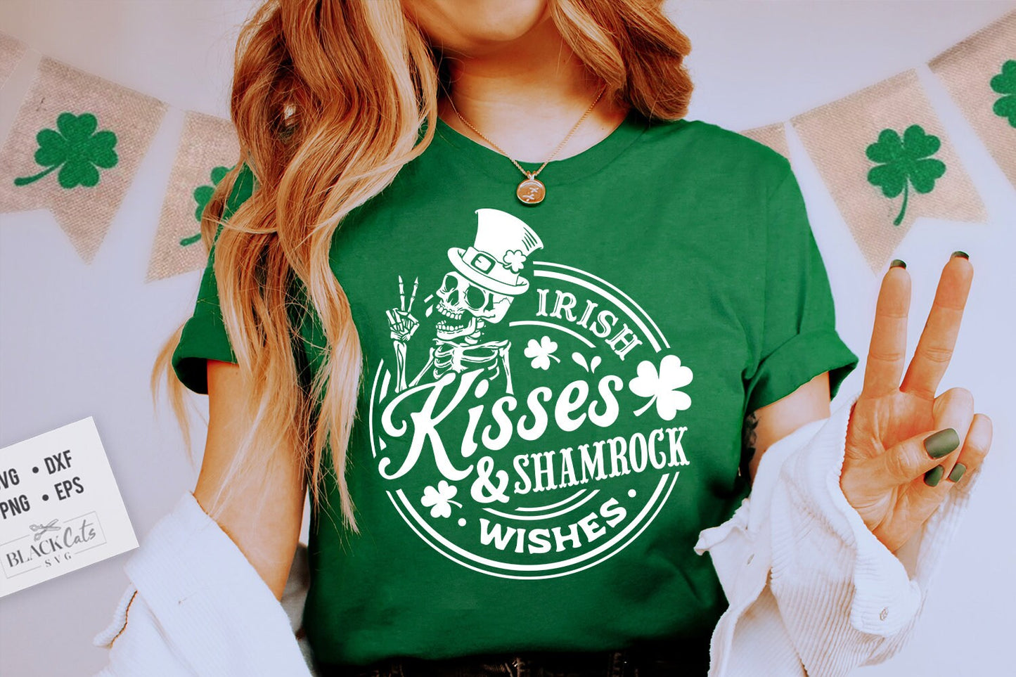 Irish kisses and shamrock wishes SVG, Happy St Patrick's Day svg, St Paddy's SVG, St Patricks Day SVG, Skull Patrick svg, St Patrick's Day