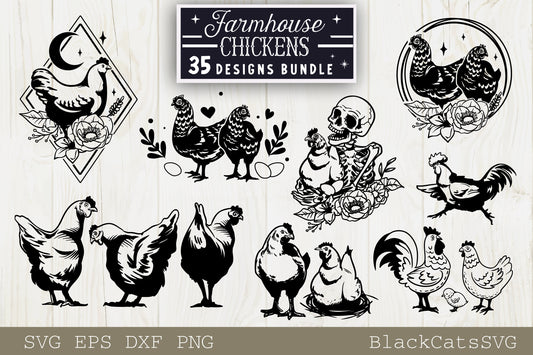 Chicken designs bundle svg, Chicken illustrations svg, Chicken cliparts svg, Chicken lover svg, Funny chicken svg