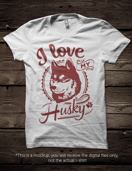 I love my husky -  SVG file Cutting File Clipart in Svg, Eps, Dxf, Png for Cricut & Silhouette - BlackCatsSVG