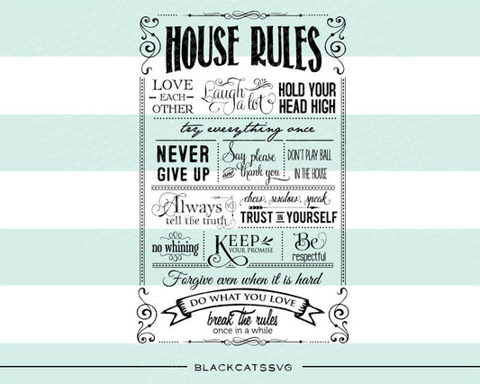 House rules -  SVG file Cutting File Clipart in Svg, Eps, Dxf, Png for Cricut & Silhouette - BlackCatsSVG