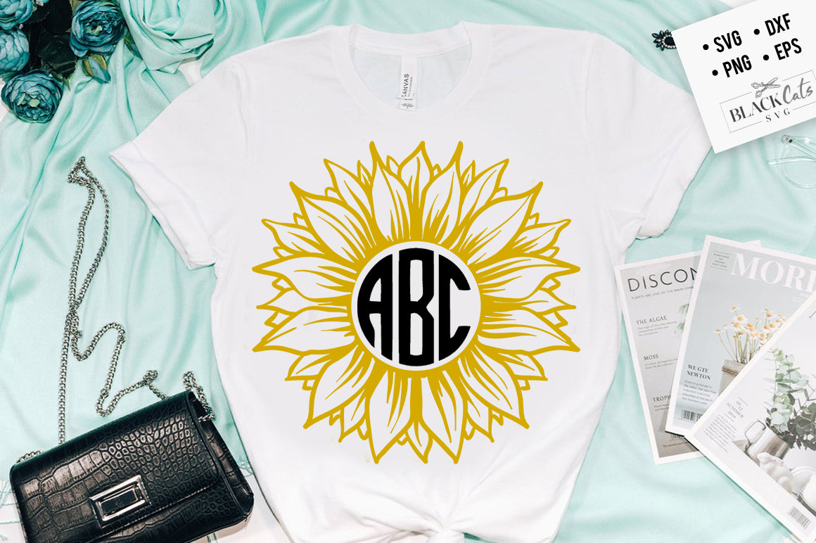 Sunflower Round Monogram SVG File